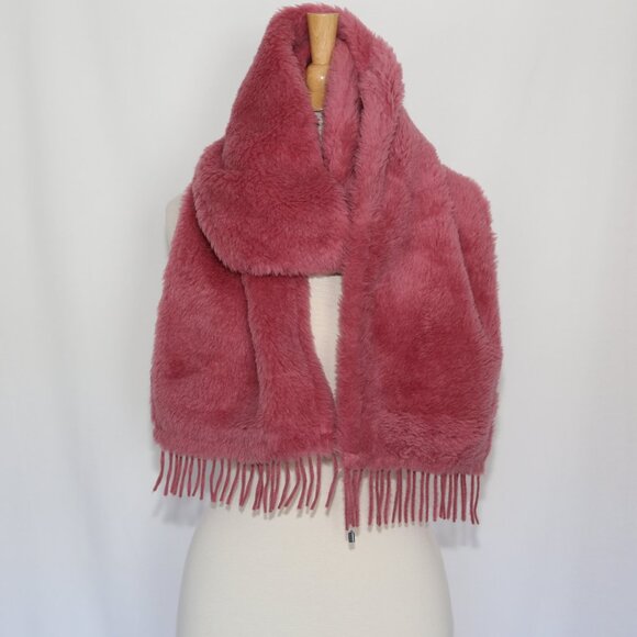 Auth MaxMara Made in Italy Alpaca Lana Silk blend fur scarf shawl vtg Near Mint